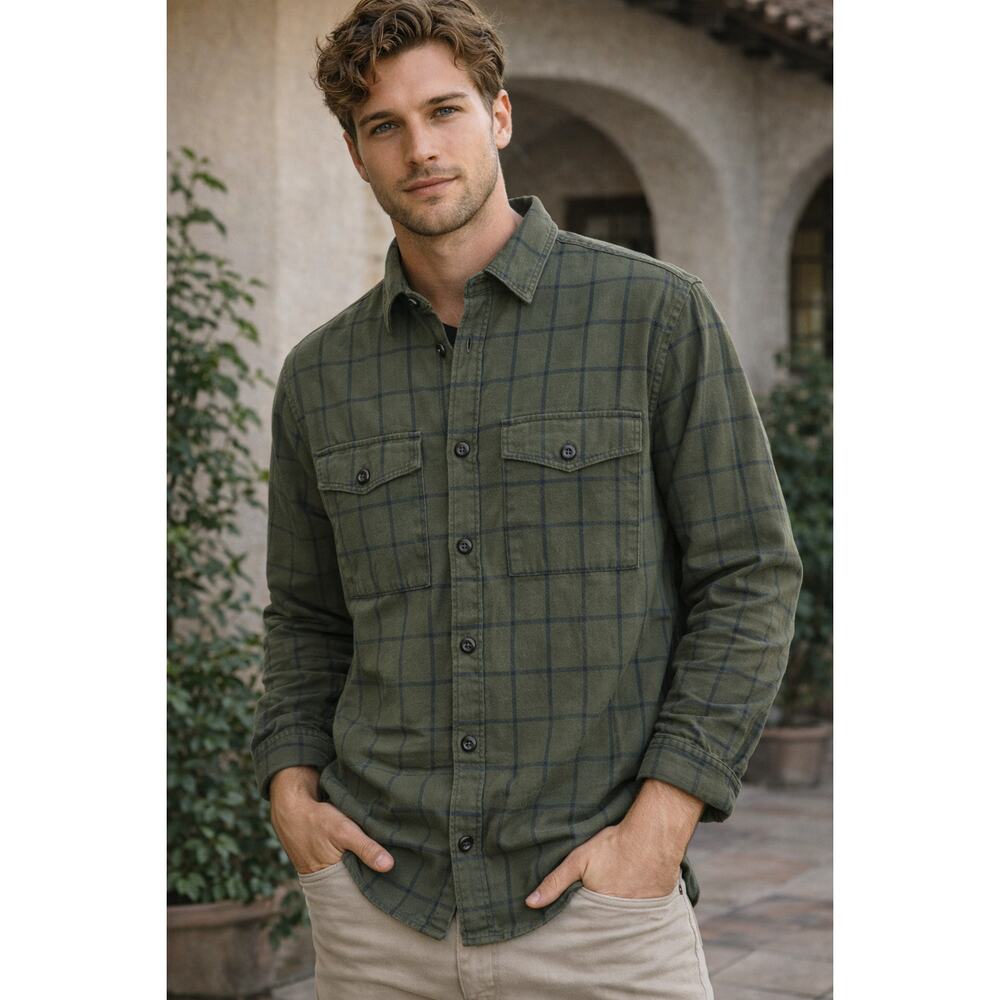 French Connection Oversized Green Plaid Button Up Shirt Jacket‎ M